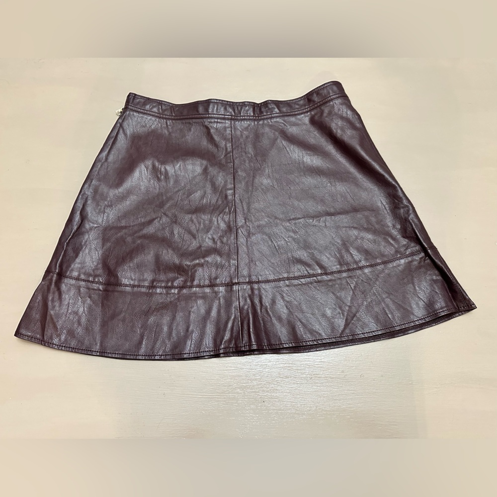 Rewash Women’s Mini Skirt Burgundy Faux Leather A-Line Size XL